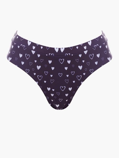 Brave Soul Black Printed Mid Rise Bikini Bottoms