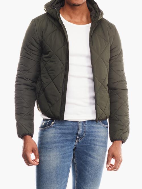 Brave Soul Khaki Green Quilted Puffer Jacket