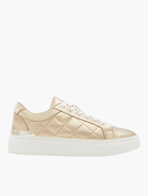 Call It Spring Gold Natachha Lace-Up Quilted Sneakers