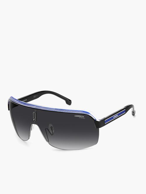 Carrera Eyewear Blackcrystal Blackwhiteblue Square Flag Sunglasses