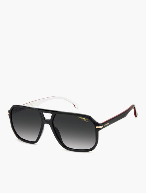 Carrera Eyewear Striped Black Square Double Bridge Sunglasses