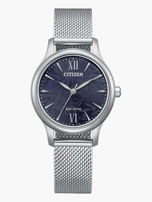 Citizen Silver & Blue Mesh Steel Eco-Drive Watch