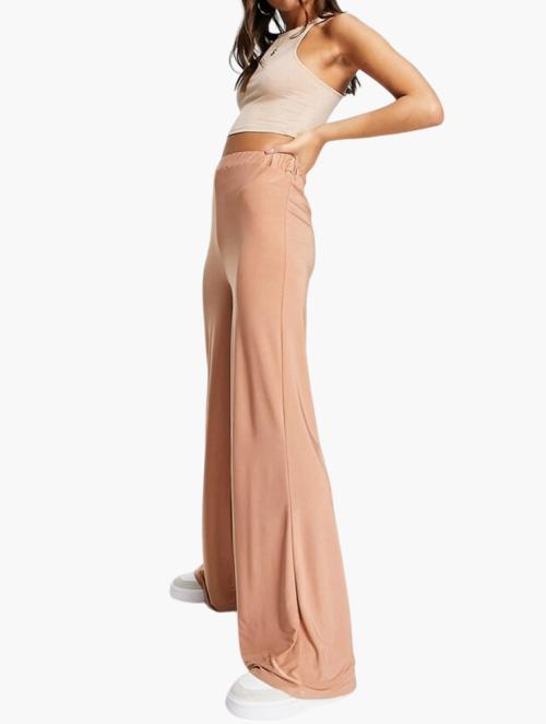 Club L London Camel Wide Leg Slouch Trousers