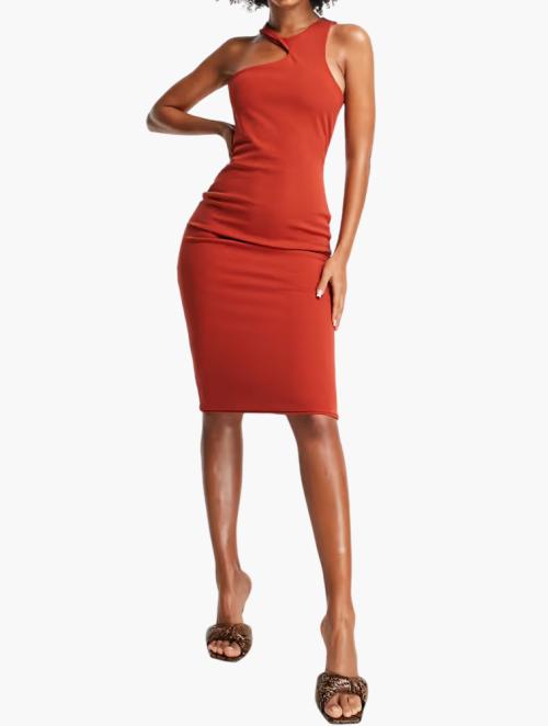 Club L London Orange Cut-Out Midi Dress