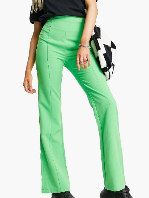 Collusion Mid Green High Waisted Tailored Flare Trousers