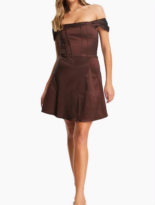 Collective The Label Brown Corset Taffeta Mini Dress