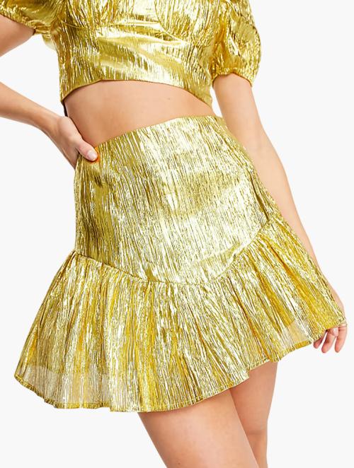 Collective The Label Metallic Gold Tiered Mini Skirt