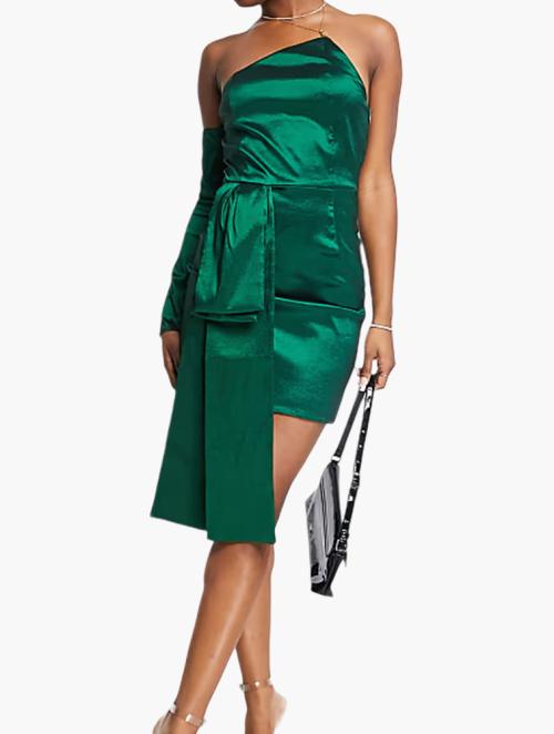 Collective The Label Emerald Green One Shoulder Bow Mini Dress