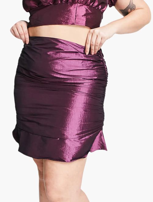 Collective The Label Metallic Plum High Waist Mini Skirt