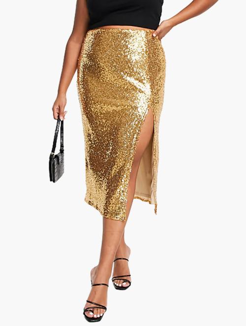 Collective The Label Gold Midaxi Sequin Skirt