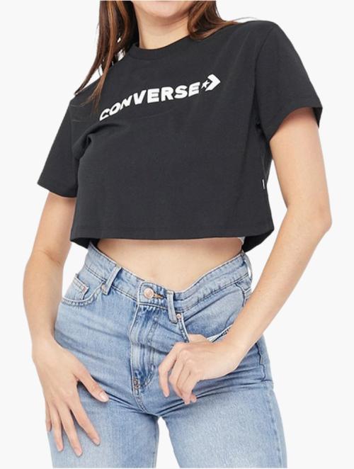 Converse Black Puff Logo Cropped Tee