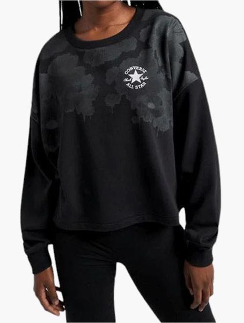 Converse Black Chuck Patch Printed Crew Sweatshirt