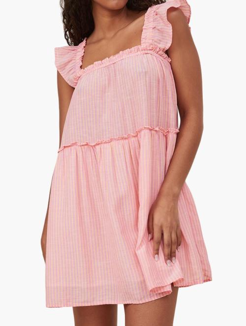 Cotton On Farrah Striped Mini Dress - Farrah Stripe Fun Pink