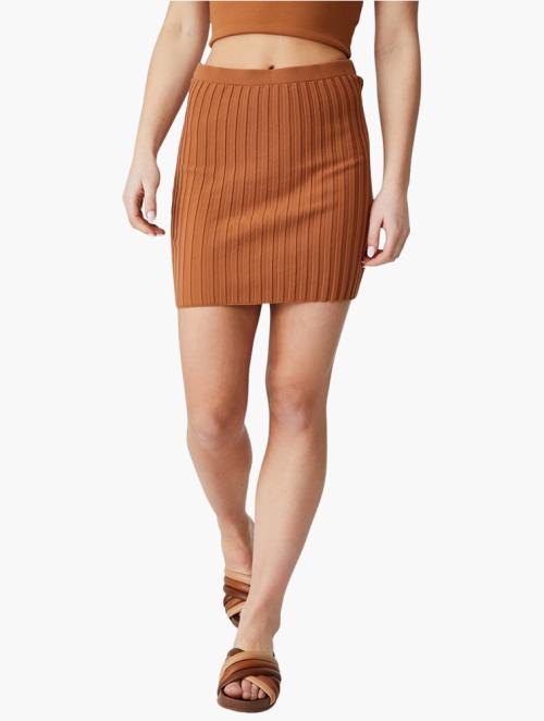Cotton On Bronzed Brown Nightfall Knit Mini Skirt