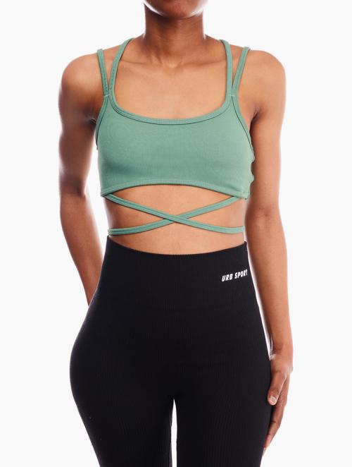 Cotton On Rib criss cross crop - evergreen