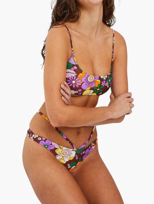 Cotton On Cut out high side brazilian bikini bottom - blooming retro floral multi shimmer
