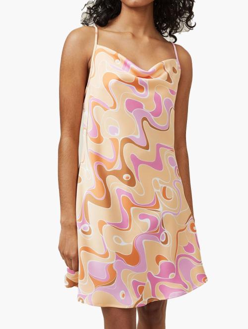 Cotton On Amalfi Cowl Mini Dress - Walker Wave Spring Peach