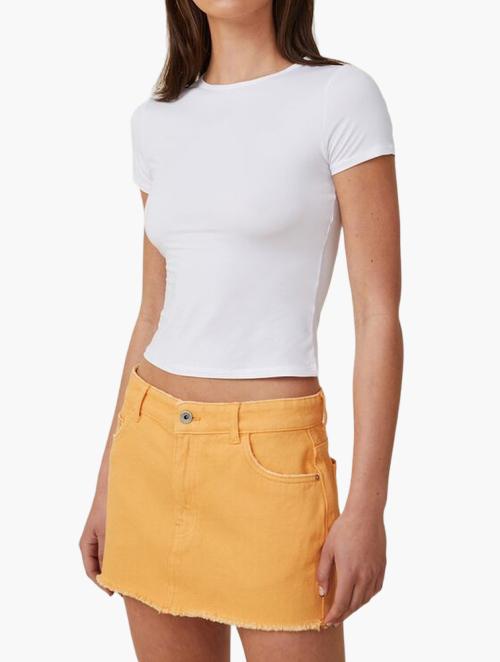 Cotton On Denim Low Rise Mini Skirt - Soft Orange