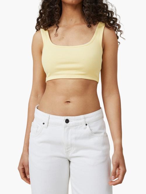 Cotton On The Organic Rib Micro Tank - Pale Yellow