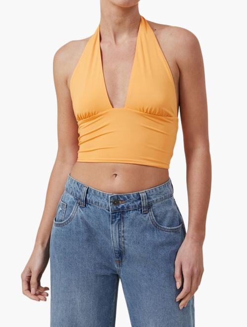 Cotton On Sculpted Halter Top - Soft Orange