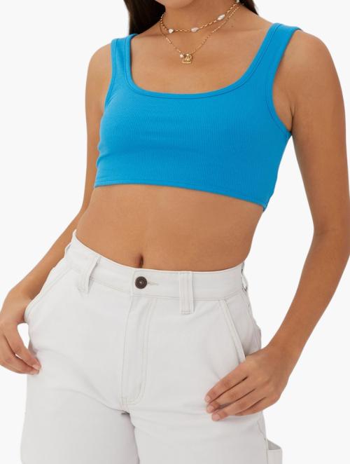 Cotton On The Organic Rib Micro Tank - Bright Blue