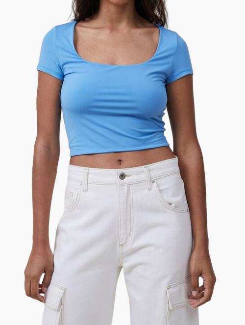 Cotton On Sculpted Scoop Neck Cap Sleeve Top - Brightest Blue