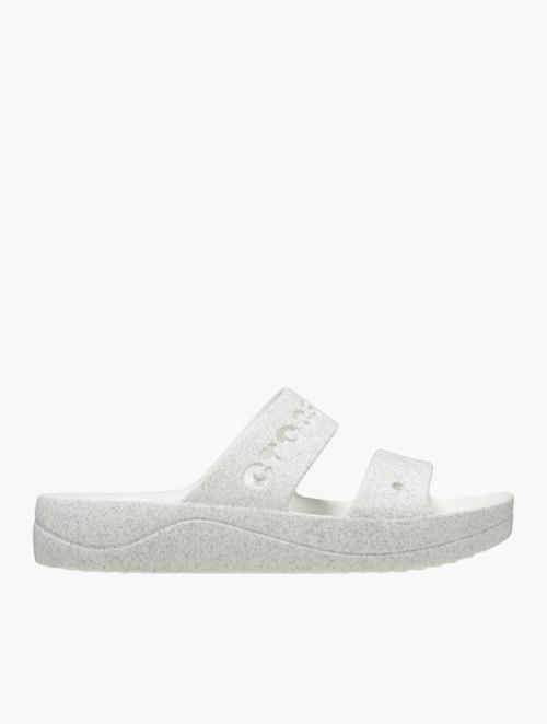 Crocs White Baya Platform Glitter Sandals