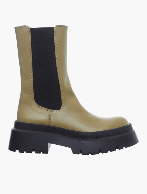 Daily Finery Olive Pull-On Mid Calf Boots