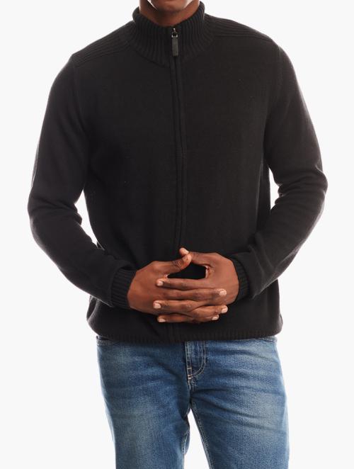 Daily Finery Black Zip Up Knitted Cardigan