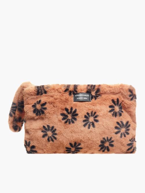 Daily Finery Tan Floral Fur Purse