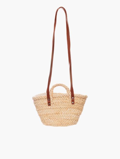 Daily Finery Light Brown Two-Way Woven Satchel Bag