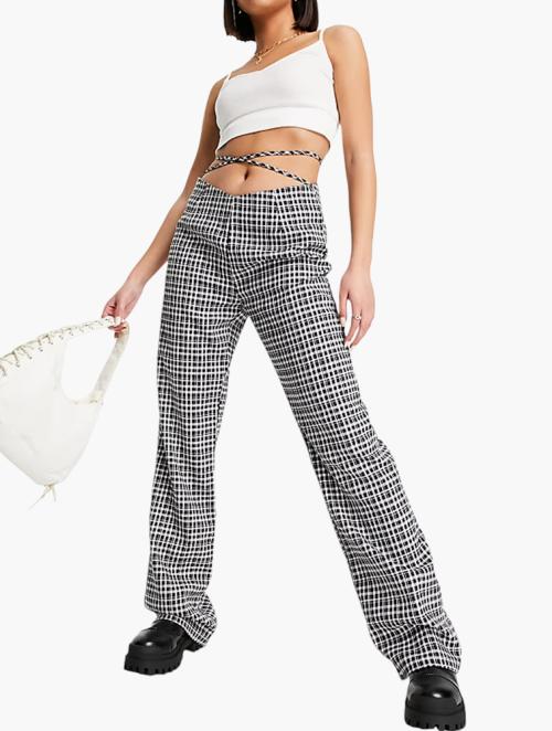 Daisy Street Black & White Straight Leg Trousers