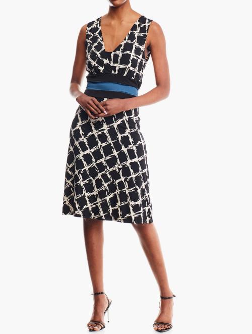 Daily Finery Black Printed Sleeveless Dress