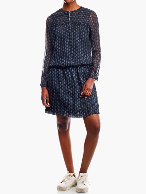 Daily Finery Navy Spotted Casual Dress