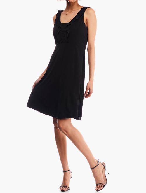 Daily Finery Black Frill Sleeveless Dress