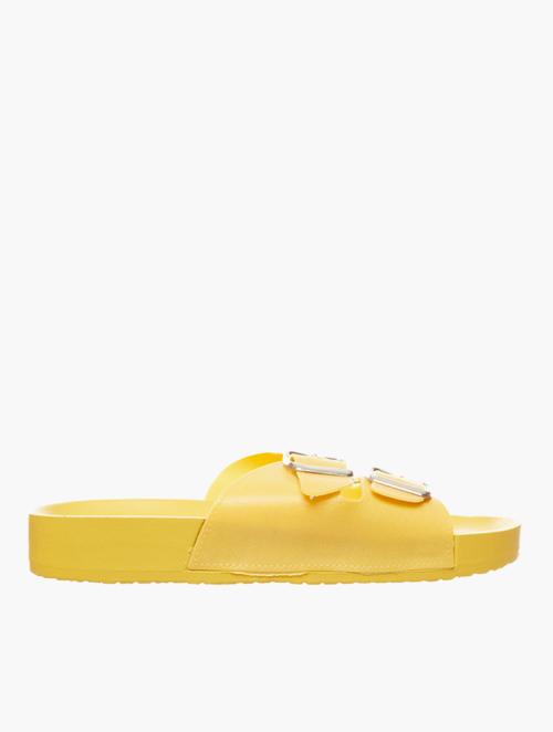 Daily Finery Yellow Buckle Strap Sandals