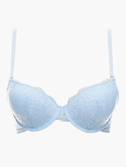 Daily Finery Blue Lace Plunge Bra
