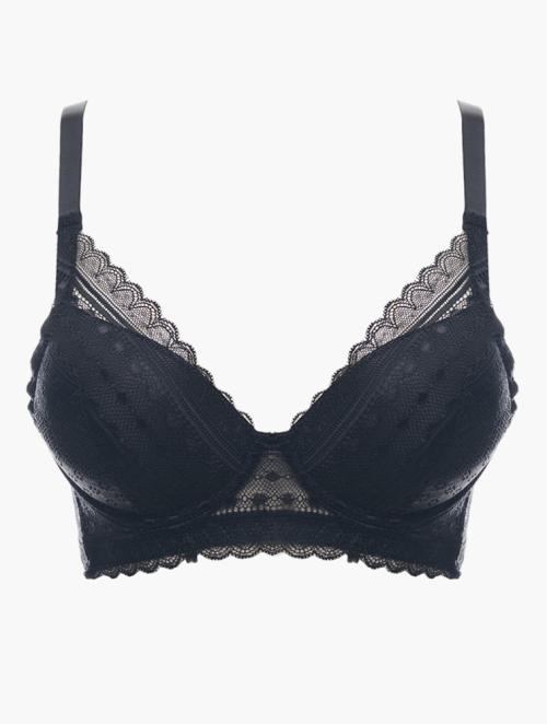 Daily Finery Black Longline All Over Lace Bra