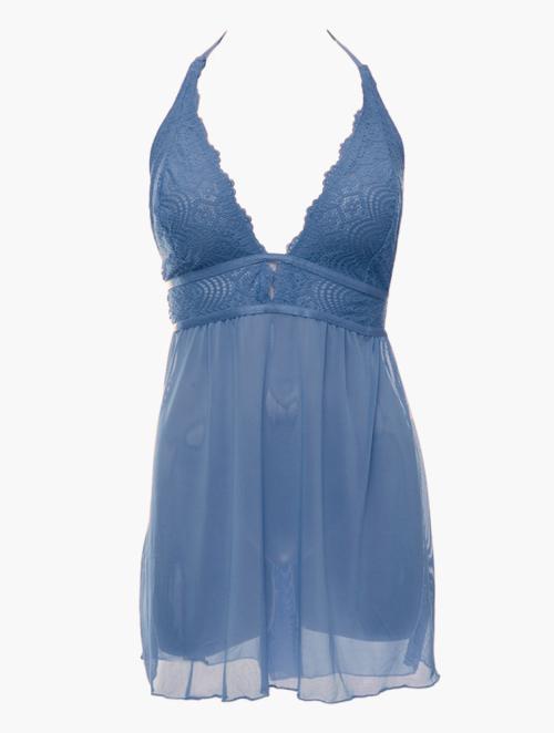 Daily Finery Navy Lace Mesh Chemise