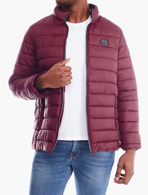 Daily Finery Wine Quilted Zip Through Jacket