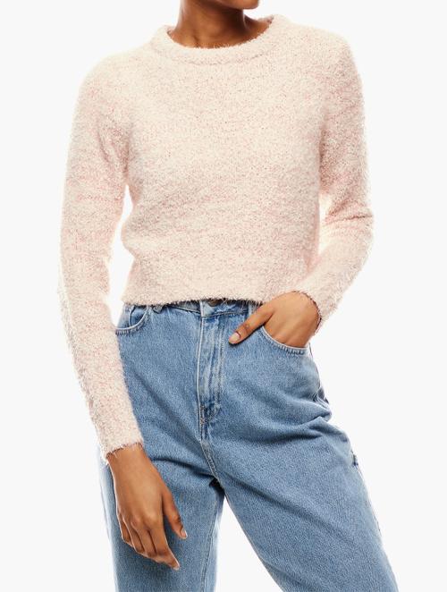 Daily Finery Pink Crew-Neck Textured Sweater