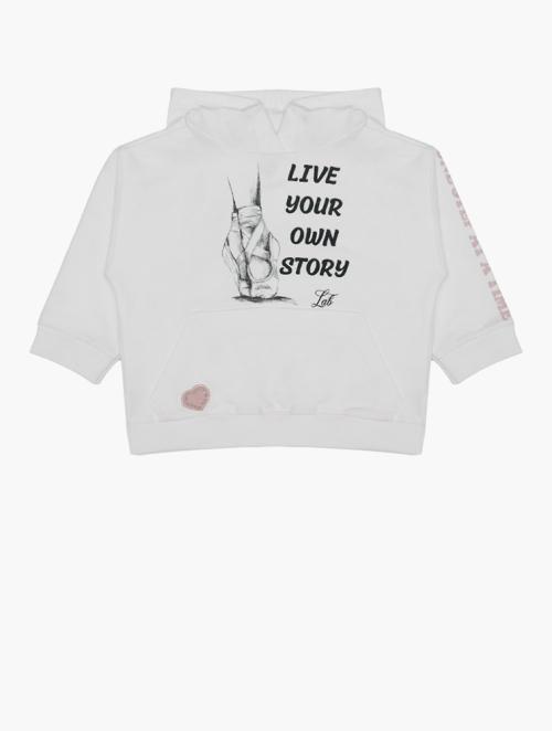 Daily Finery White Crop Sleeve Hoodie