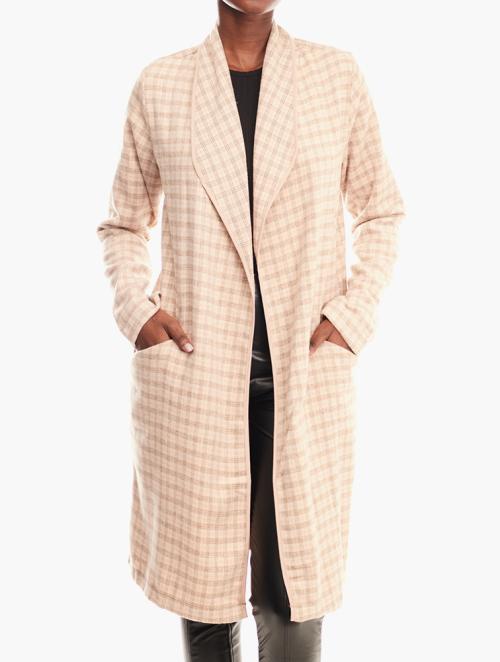 Daily Finery Beige Fine Check Coat 