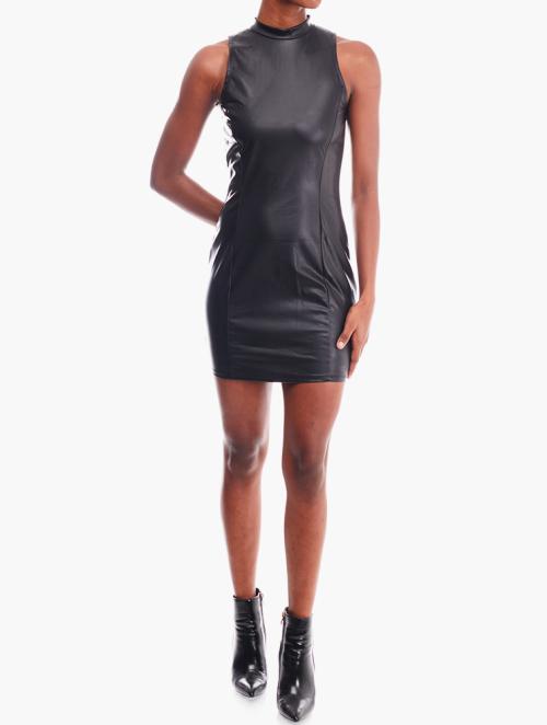 Daily Finery Black Pleather Mini Dress