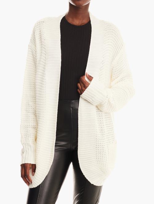 Daily Finery White Slouchy Knitted Cardigan 
