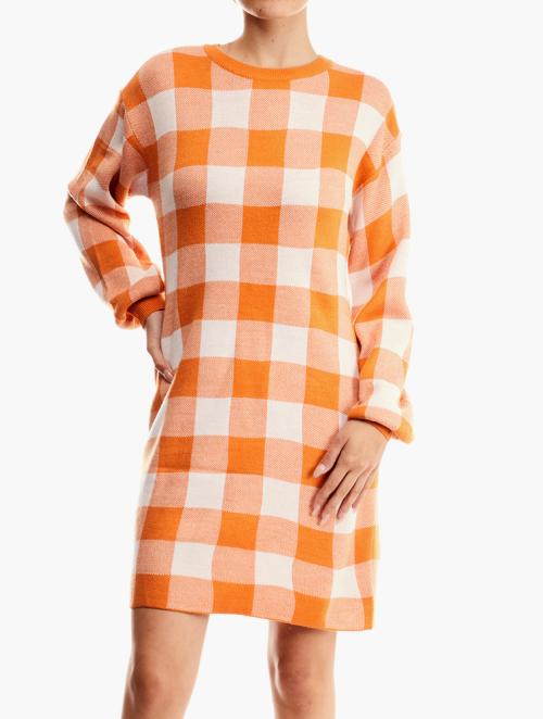 Daily Finery Orange & White Sweater Dress