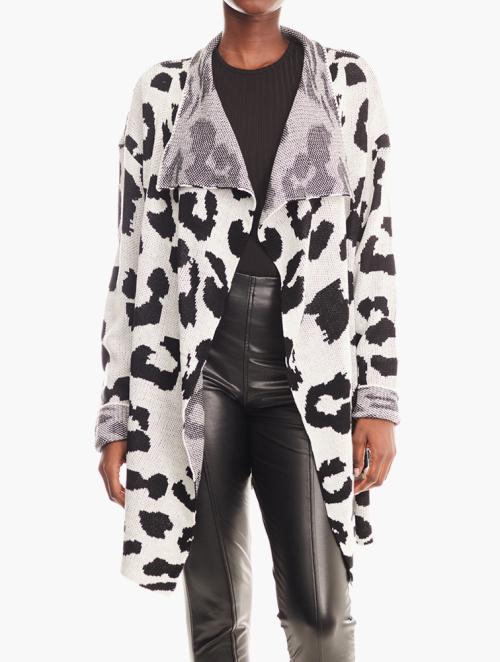 Daily Finery Black & White Leopard Print Slouch Cardigan 