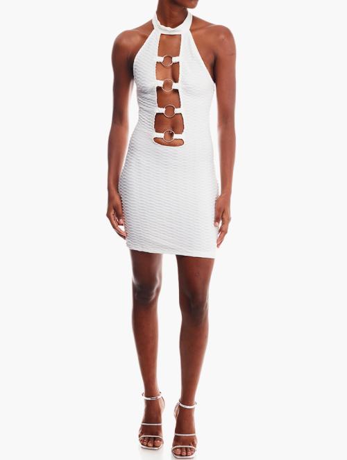 Daily Finery White Front Cut Out Mini Dress