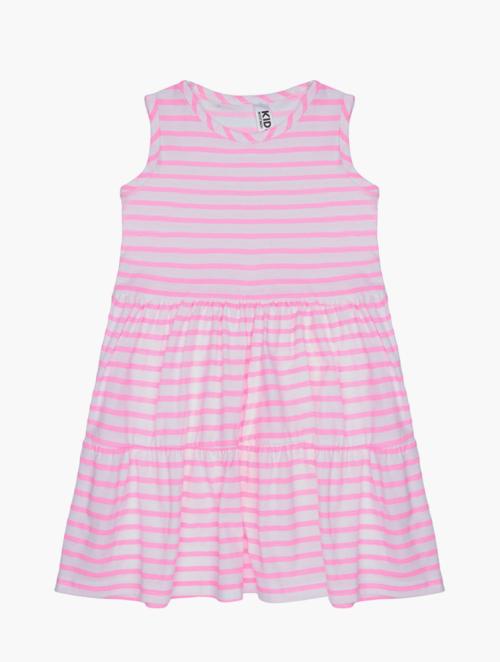 Daily Finery Pink & White Pre Girls Sleeveless Tiered Dress