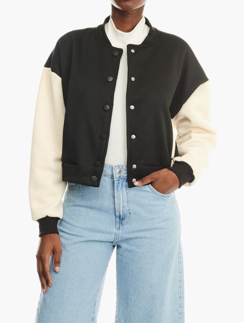 Daily Finery Black Color Block Button Down Jacket